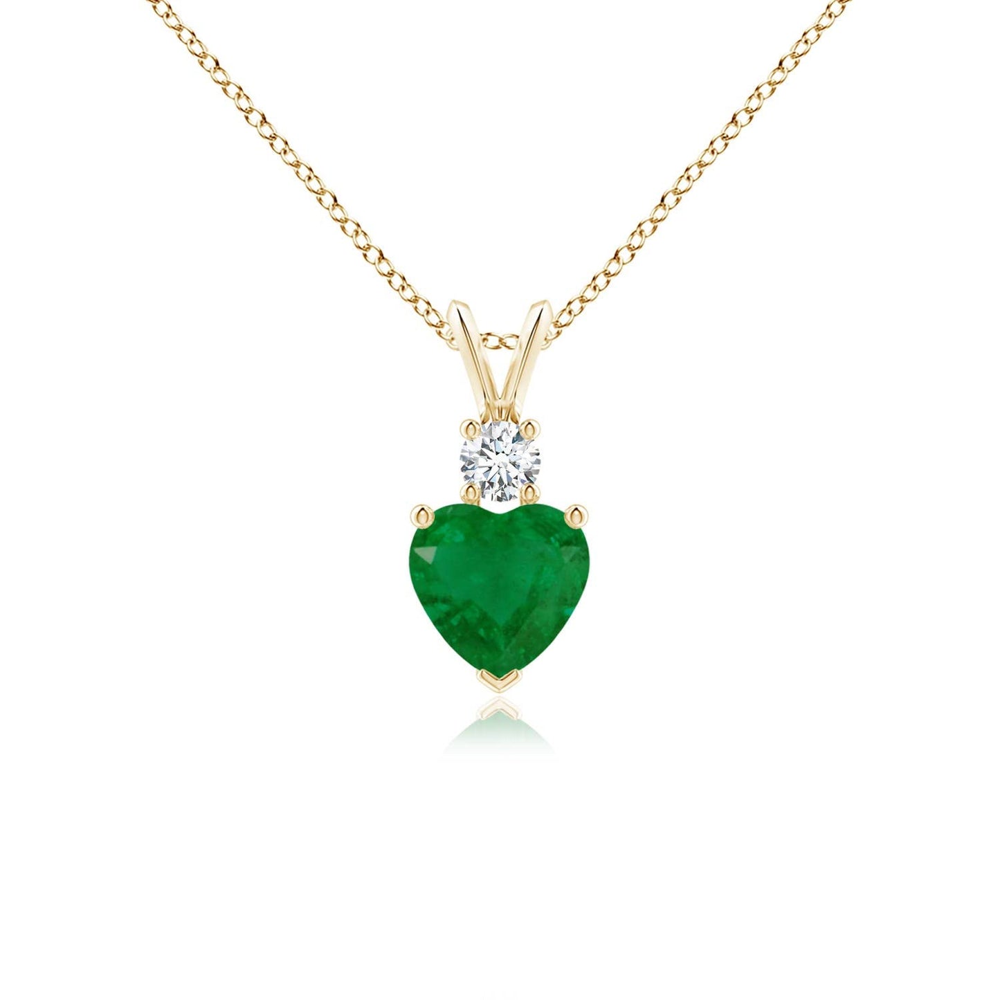 Angara Natural Emerald Pendant for Women | Heart Shape Emerald Diamond Heart Pendant Necklace in 14K Solid Gold/Platinum With 18" Chain | May Birthday, Anniversary, Gemstone Jewelry Gift