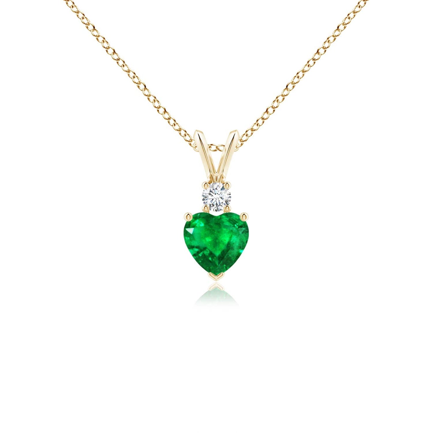Angara Natural Emerald Pendant for Women | Heart Shape Emerald Diamond Heart Pendant Necklace in 14K Solid Gold/Platinum With 18" Chain | May Birthday, Anniversary, Gemstone Jewelry Gift