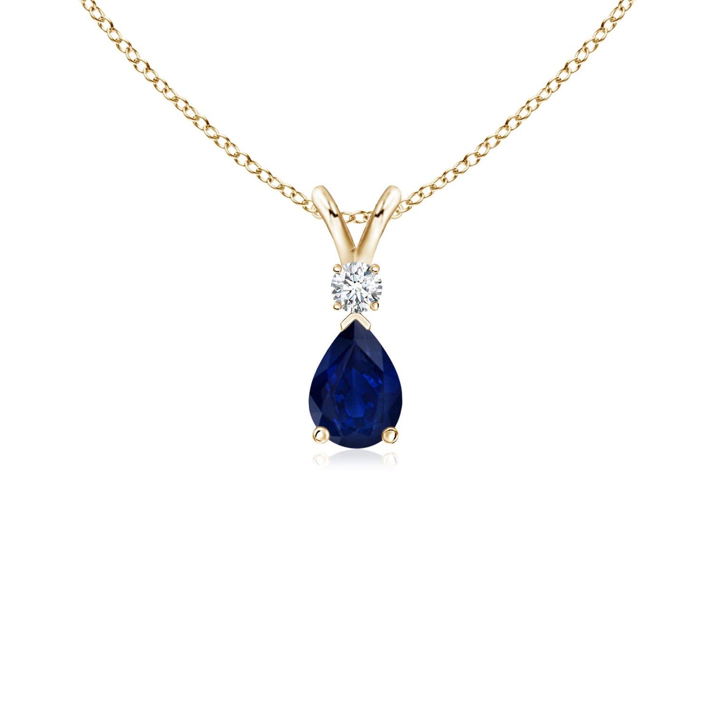 Angara Natural Blue Sapphire Solitaire Pendant for Women | Pear Shape Blue Sapphire Diamond Necklace in 14K Solid Gold/Silver/Platinum With 18" Chain | September Birthday, Gemstone Jewelry Gift