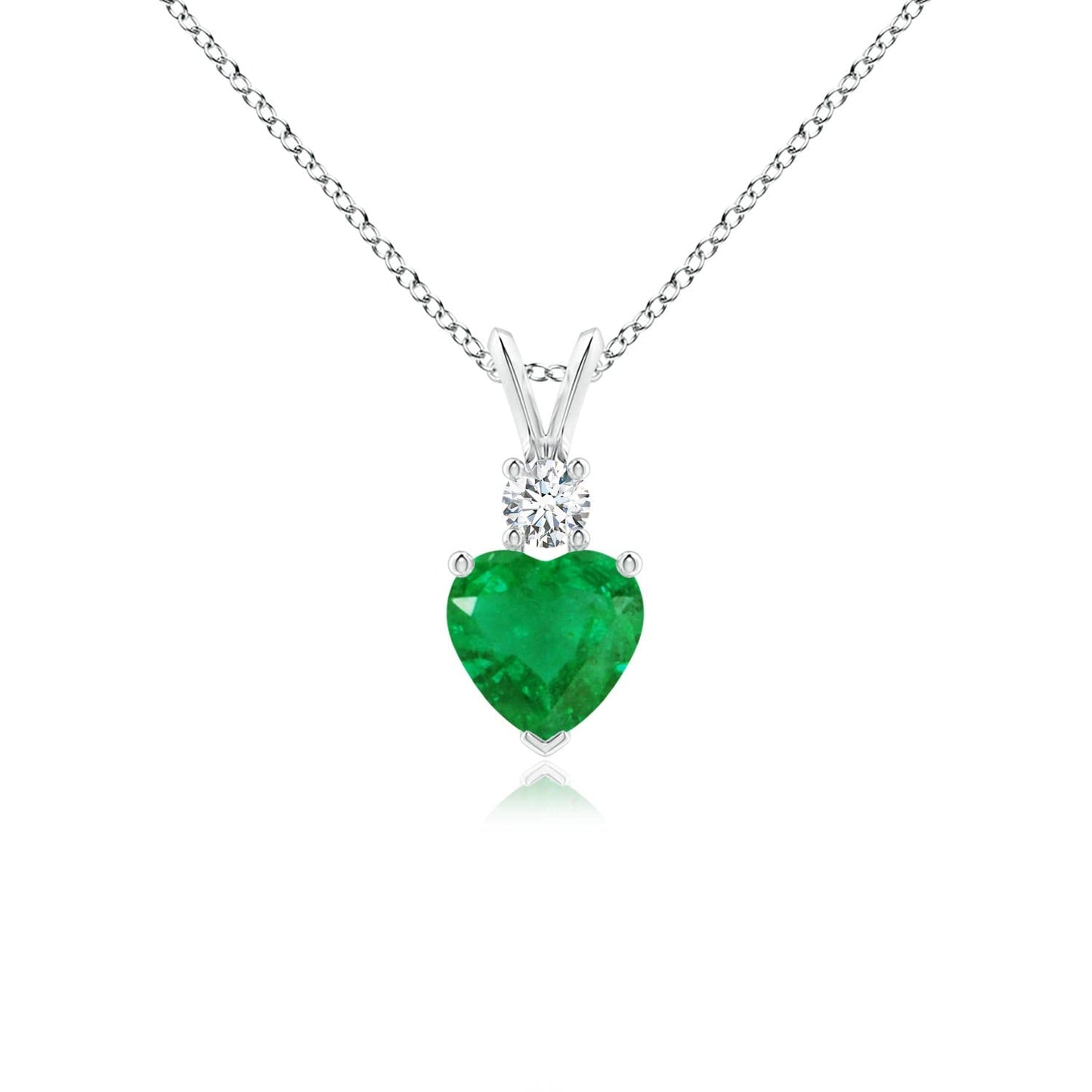 Angara Natural Emerald Pendant for Women | Heart Shape Emerald Diamond Heart Pendant Necklace in 14K Solid Gold/Platinum With 18" Chain | May Birthday, Anniversary, Gemstone Jewelry Gift