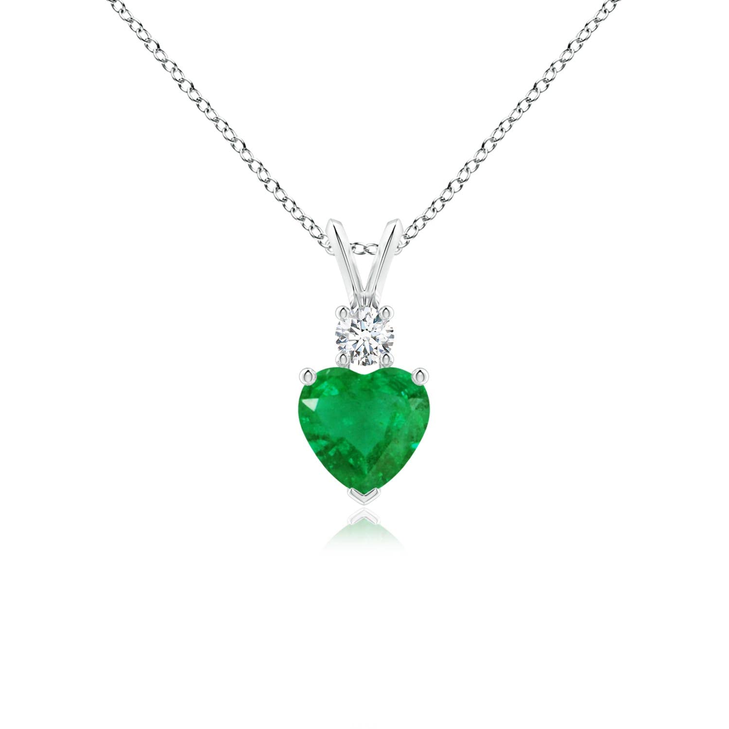 Angara Natural Emerald Pendant for Women | Heart Shape Emerald Diamond Heart Pendant Necklace in 14K Solid Gold/Platinum With 18" Chain | May Birthday, Anniversary, Gemstone Jewelry Gift