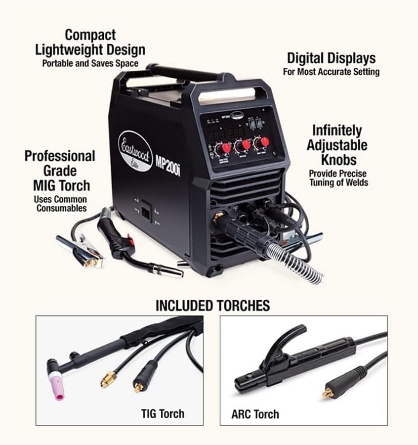 Eastwood 200 Amp Multi-Process Welder and 60 Amp Versa-Cut Plasma Cutter plus Welding Cart