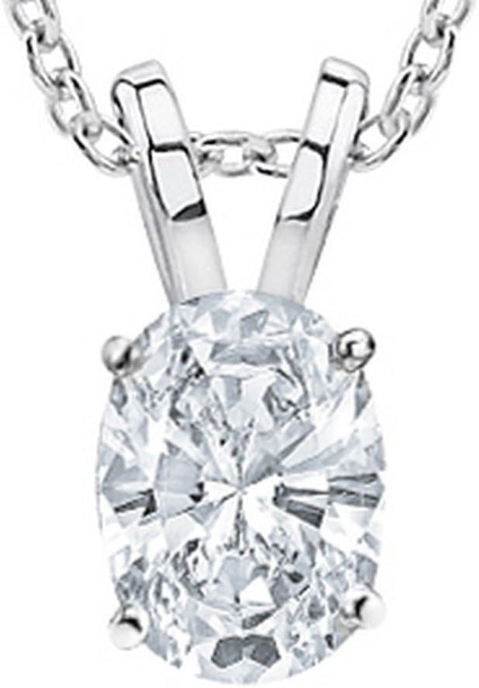 8 Carat 10K White Gold IGI Certified LAB-GROWN Heart Cut 4 Prong Diamond Pendant Necklace + 16" 14K Gold Chain Value Collection [E-F Color, VS1-VS2 Clarity]