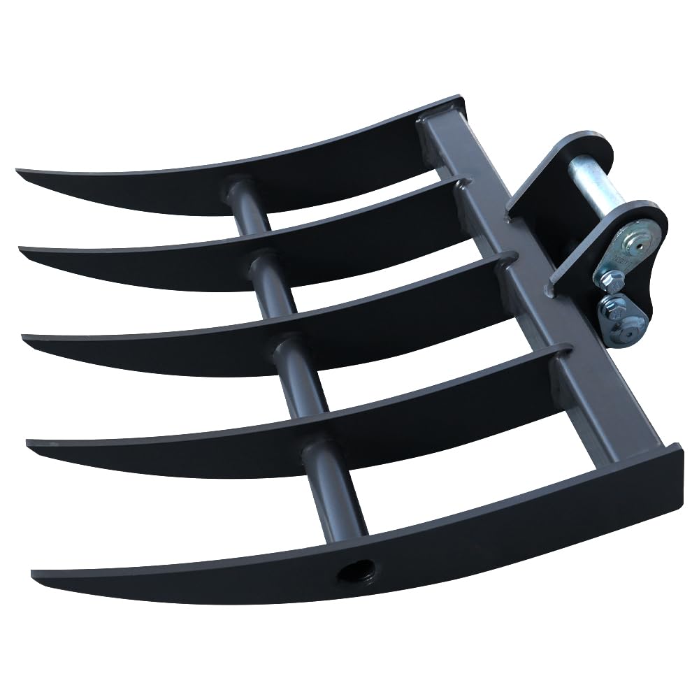 Mini Excavator Rake for 1-1.8 Ton Machines - Heavy-Duty Attachment with Pins for Soil Cultivation & Landscaping