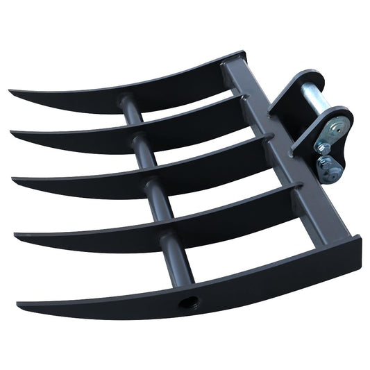 Mini Excavator Rake for 1-1.8 Ton Machines - Heavy-Duty Attachment with Pins for Soil Cultivation & Landscaping