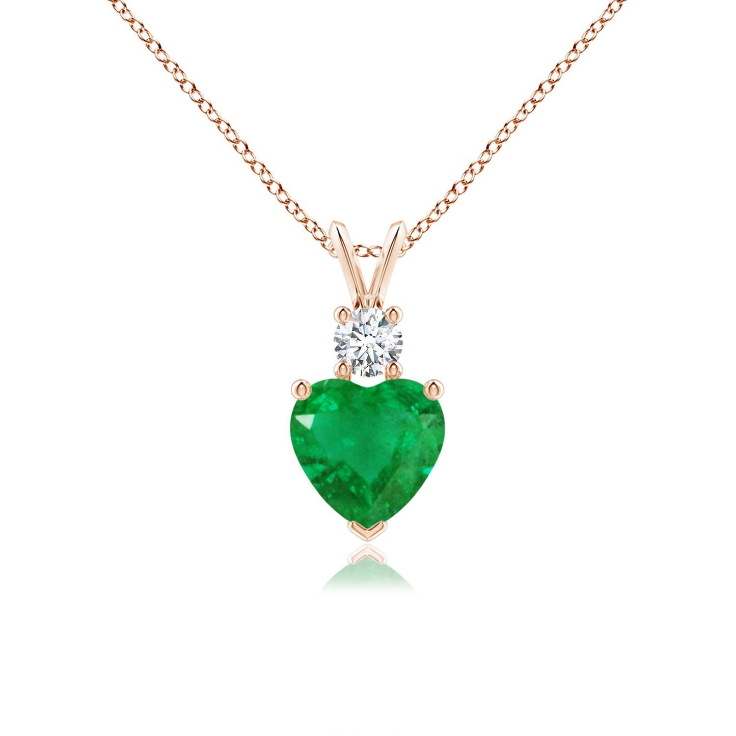 Angara Natural Emerald Pendant for Women | Heart Shape Emerald Diamond Heart Pendant Necklace in 14K Solid Gold/Platinum With 18" Chain | May Birthday, Anniversary, Gemstone Jewelry Gift
