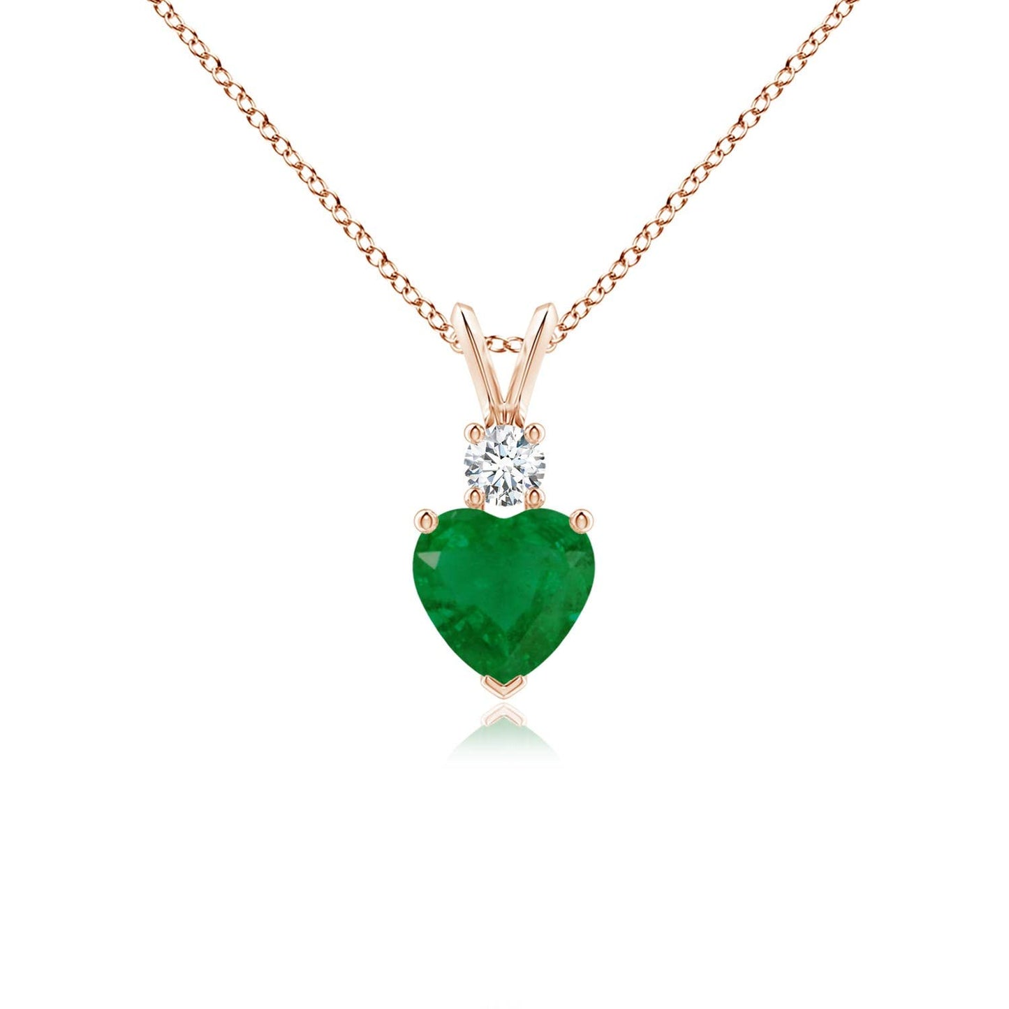 Angara Natural Emerald Pendant for Women | Heart Shape Emerald Diamond Heart Pendant Necklace in 14K Solid Gold/Platinum With 18" Chain | May Birthday, Anniversary, Gemstone Jewelry Gift
