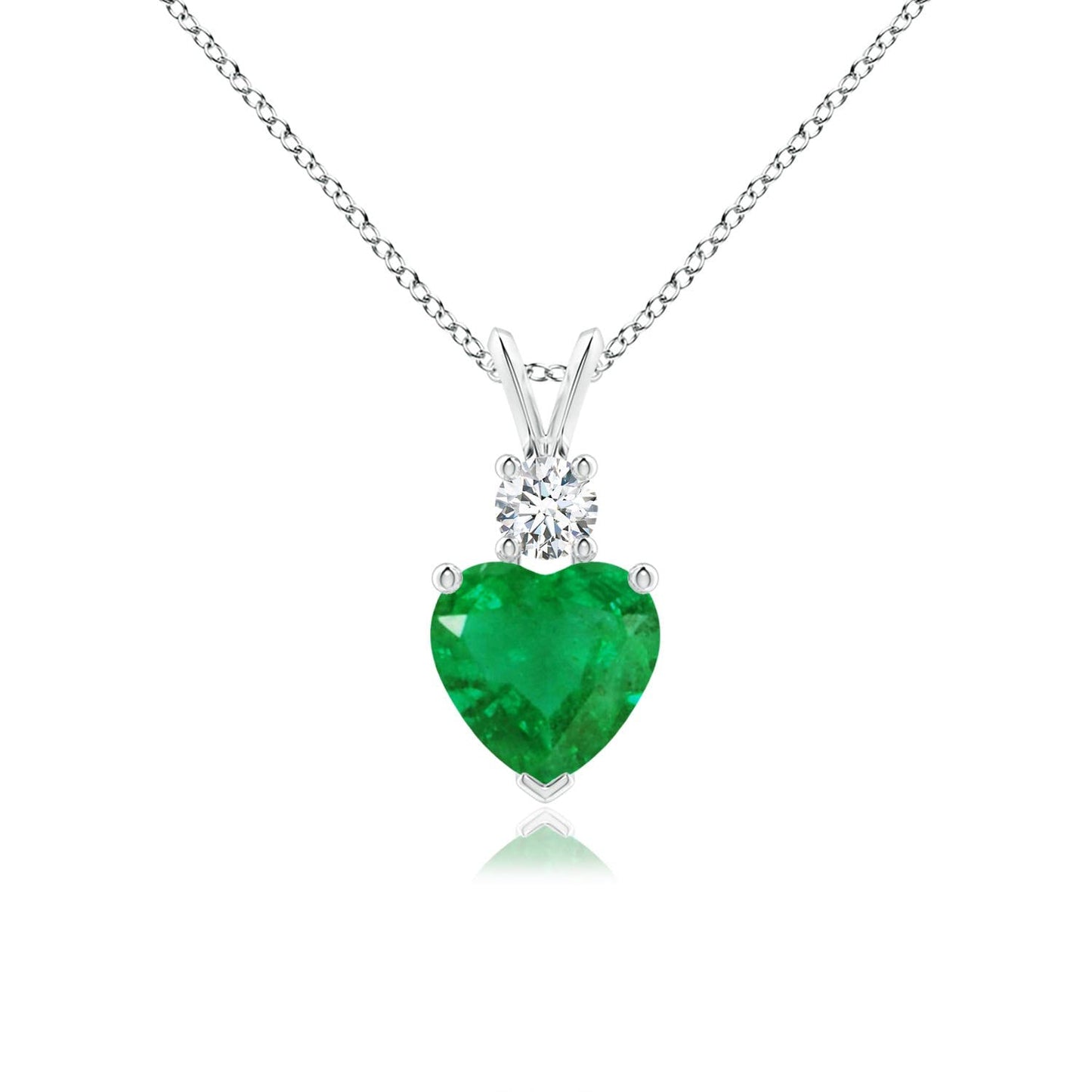 Angara Natural Emerald Pendant for Women | Heart Shape Emerald Diamond Heart Pendant Necklace in 14K Solid Gold/Platinum With 18" Chain | May Birthday, Anniversary, Gemstone Jewelry Gift