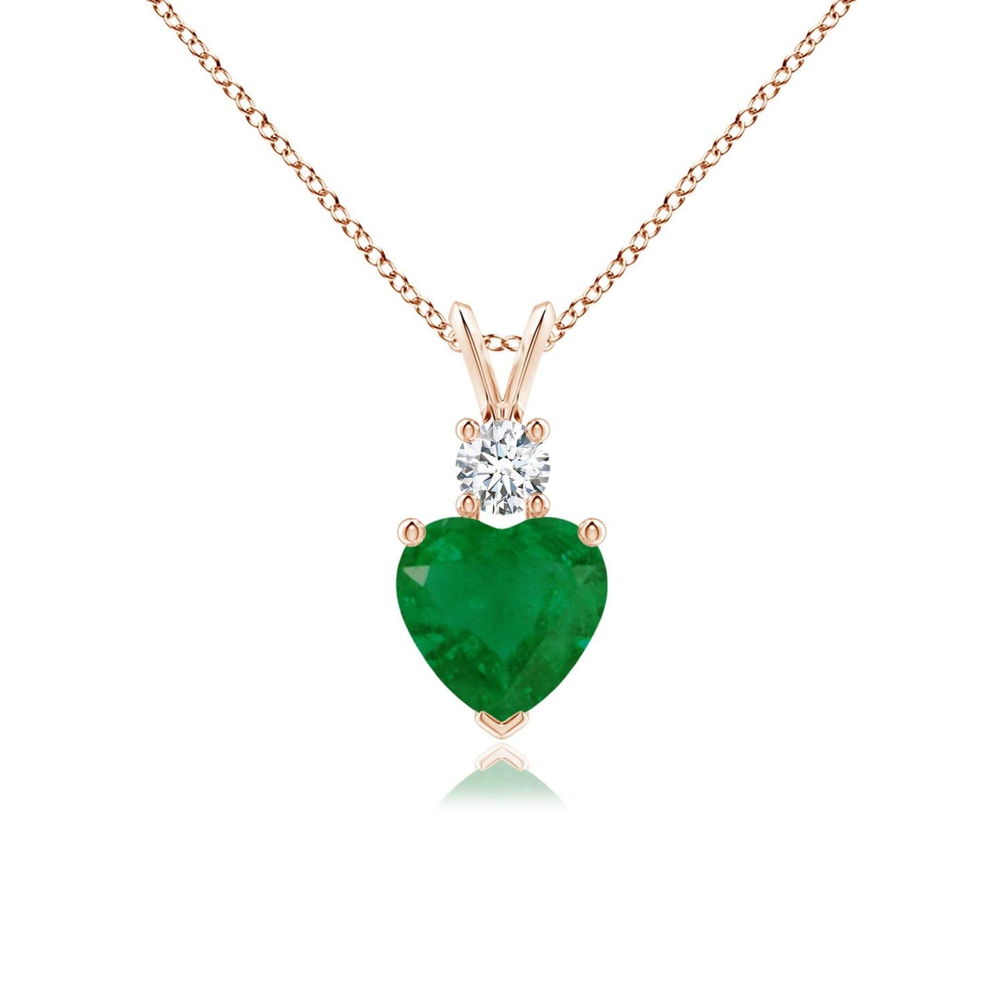 Angara Natural Emerald Pendant for Women | Heart Shape Emerald Diamond Heart Pendant Necklace in 14K Solid Gold/Platinum With 18" Chain | May Birthday, Anniversary, Gemstone Jewelry Gift