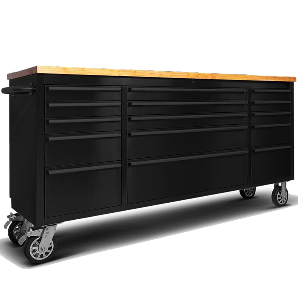 72 inch Tool Chest with 15 Drawers for Garage, Workbench and Repair Store, Tool Cabinet in Stainless Steel (72 inch - Stainless Steel)