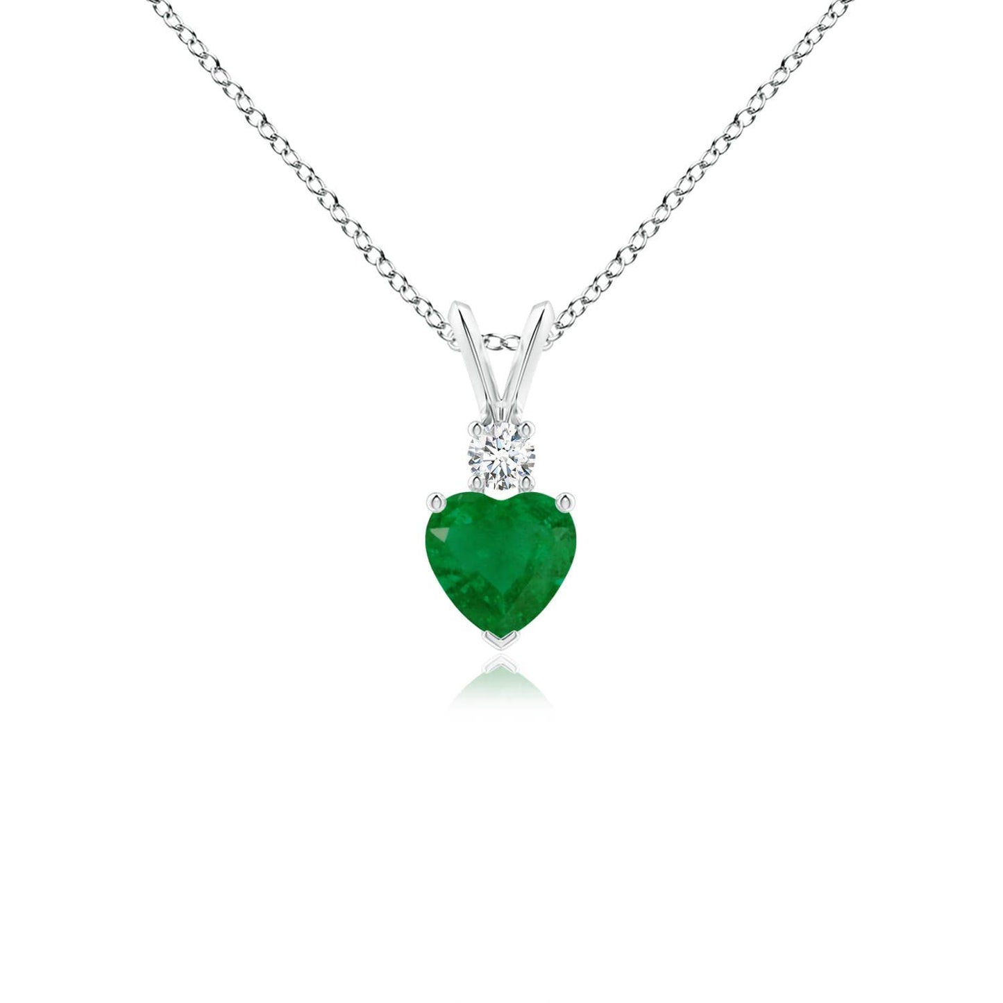 Angara Natural Emerald Pendant for Women | Heart Shape Emerald Diamond Heart Pendant Necklace in 14K Solid Gold/Platinum With 18" Chain | May Birthday, Anniversary, Gemstone Jewelry Gift