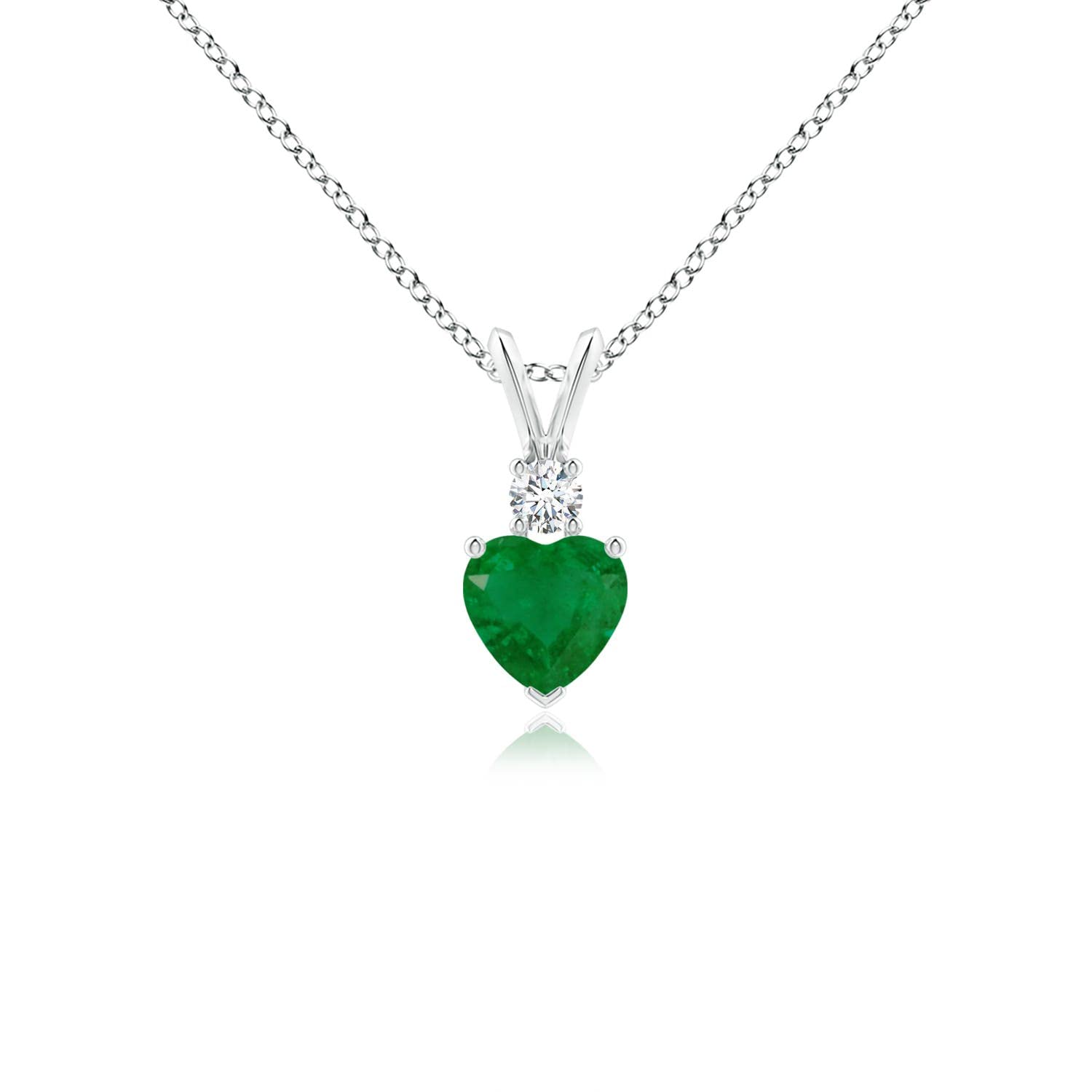 Angara Natural Emerald Pendant for Women | Heart Shape Emerald Diamond Heart Pendant Necklace in 14K Solid Gold/Platinum With 18" Chain | May Birthday, Anniversary, Gemstone Jewelry Gift