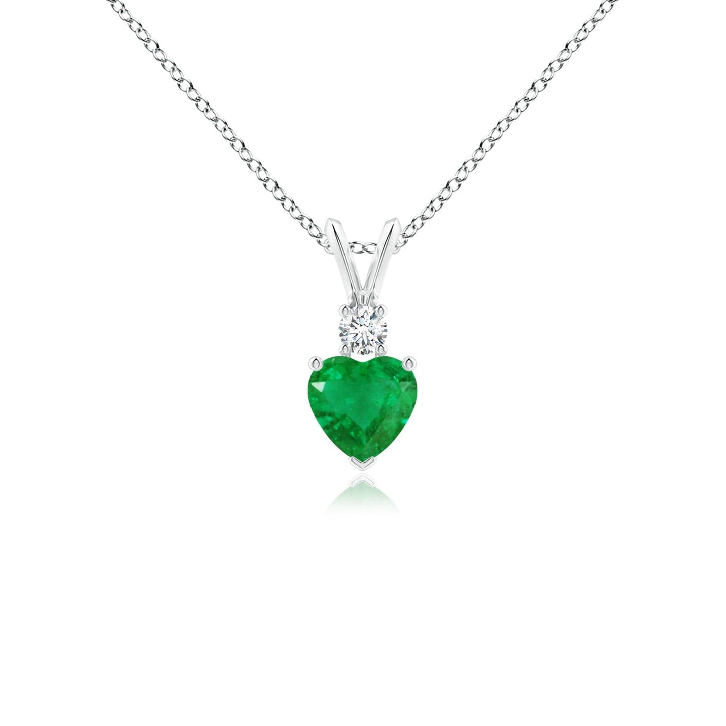 Angara Natural Emerald Pendant for Women | Heart Shape Emerald Diamond Heart Pendant Necklace in 14K Solid Gold/Platinum With 18" Chain | May Birthday, Anniversary, Gemstone Jewelry Gift