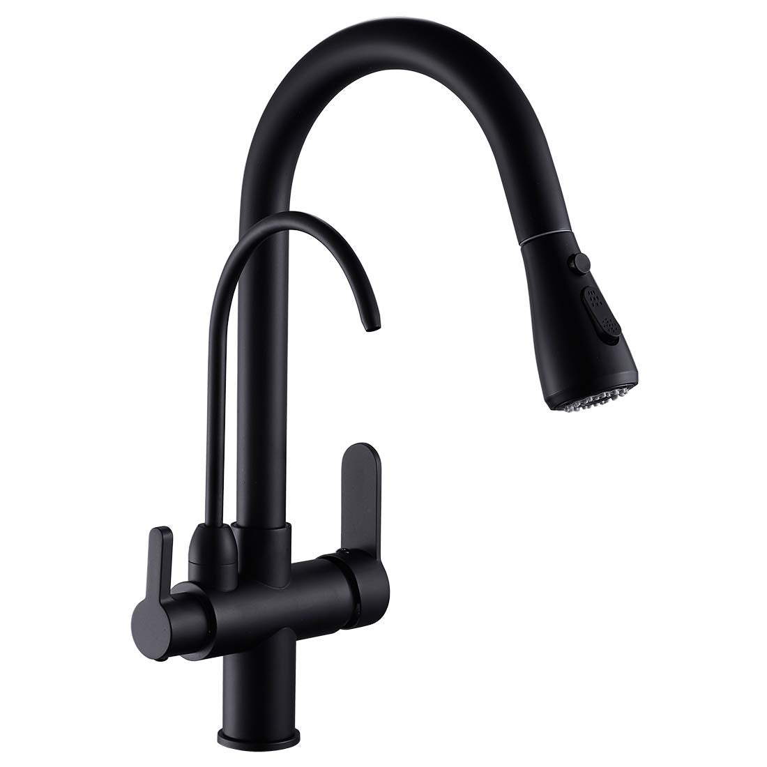 WANFAN Kitchen Sink Faucet with Pull Down Sprayer 2 Handle 3 in 1 Water Filter Purifier Faucets Brushed Nickel 0195SN