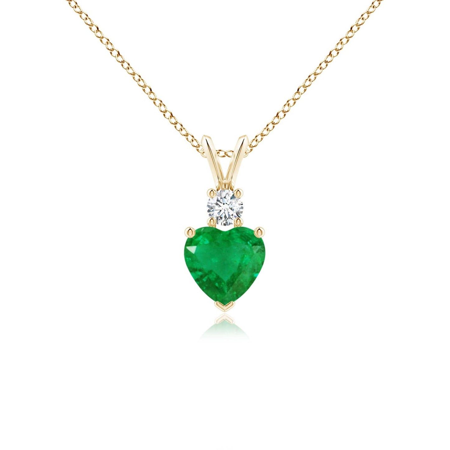 Angara Natural Emerald Pendant for Women | Heart Shape Emerald Diamond Heart Pendant Necklace in 14K Solid Gold/Platinum With 18" Chain | May Birthday, Anniversary, Gemstone Jewelry Gift