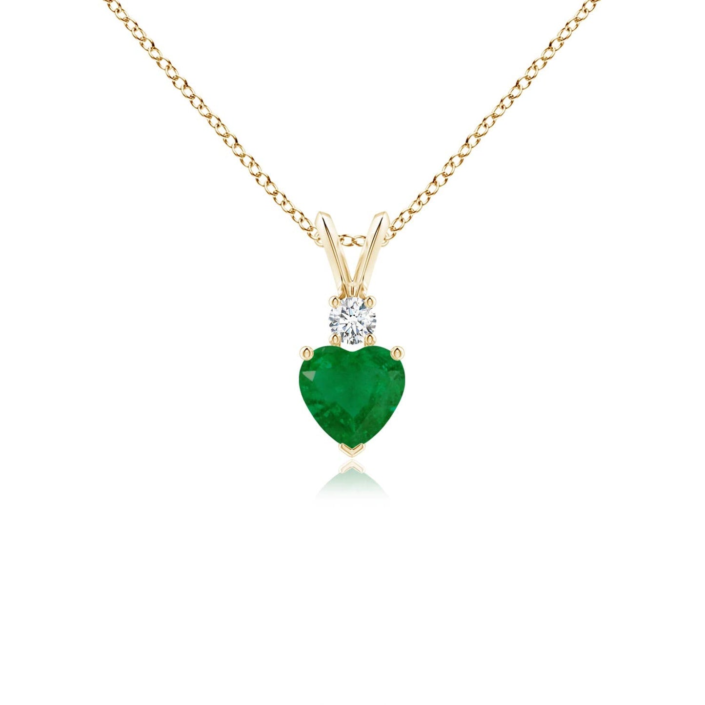 Angara Natural Emerald Pendant for Women | Heart Shape Emerald Diamond Heart Pendant Necklace in 14K Solid Gold/Platinum With 18" Chain | May Birthday, Anniversary, Gemstone Jewelry Gift