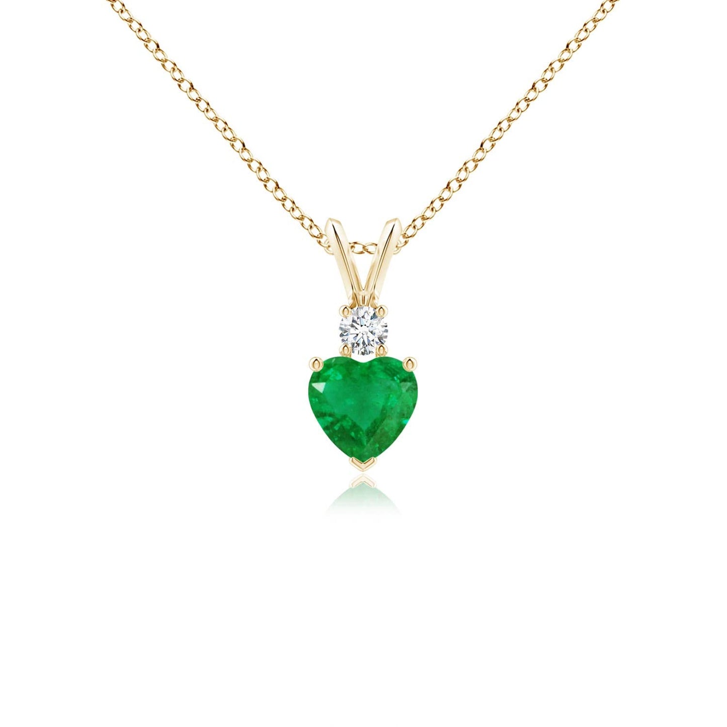 Angara Natural Emerald Pendant for Women | Heart Shape Emerald Diamond Heart Pendant Necklace in 14K Solid Gold/Platinum With 18" Chain | May Birthday, Anniversary, Gemstone Jewelry Gift