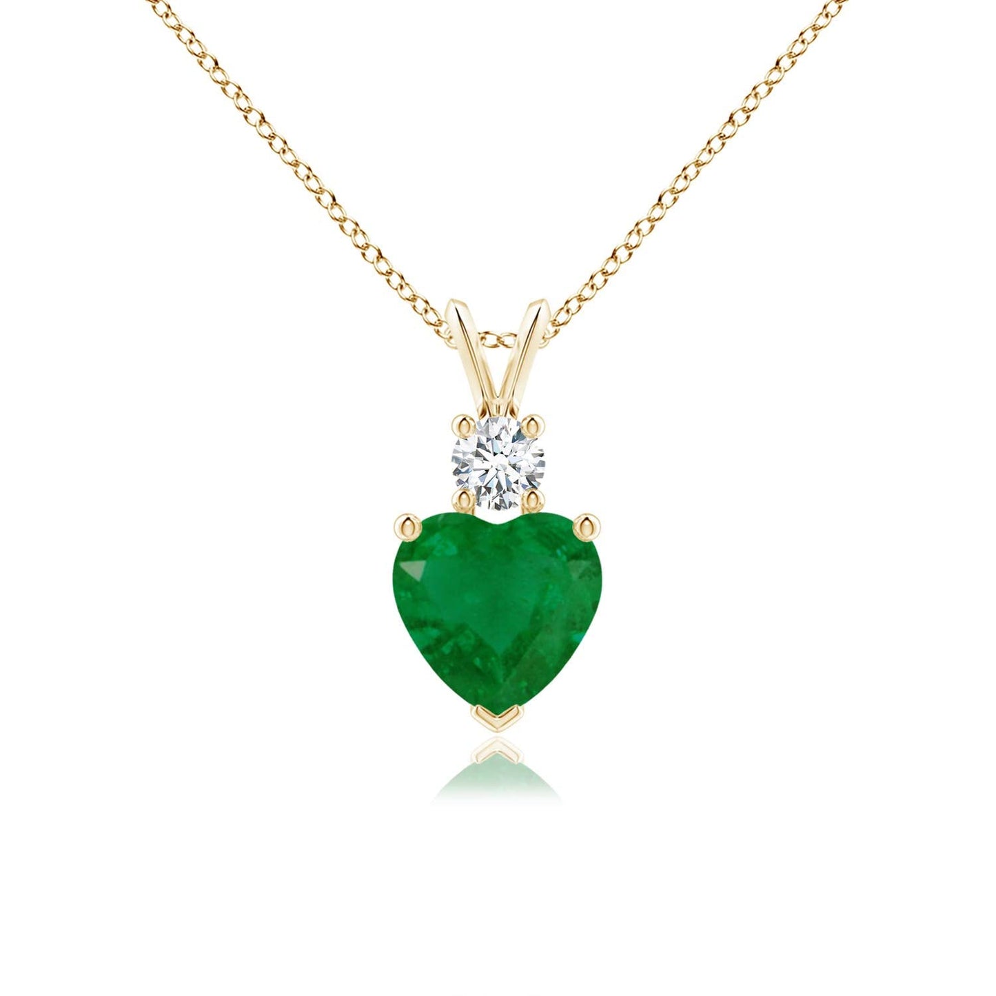 Angara Natural Emerald Pendant for Women | Heart Shape Emerald Diamond Heart Pendant Necklace in 14K Solid Gold/Platinum With 18" Chain | May Birthday, Anniversary, Gemstone Jewelry Gift