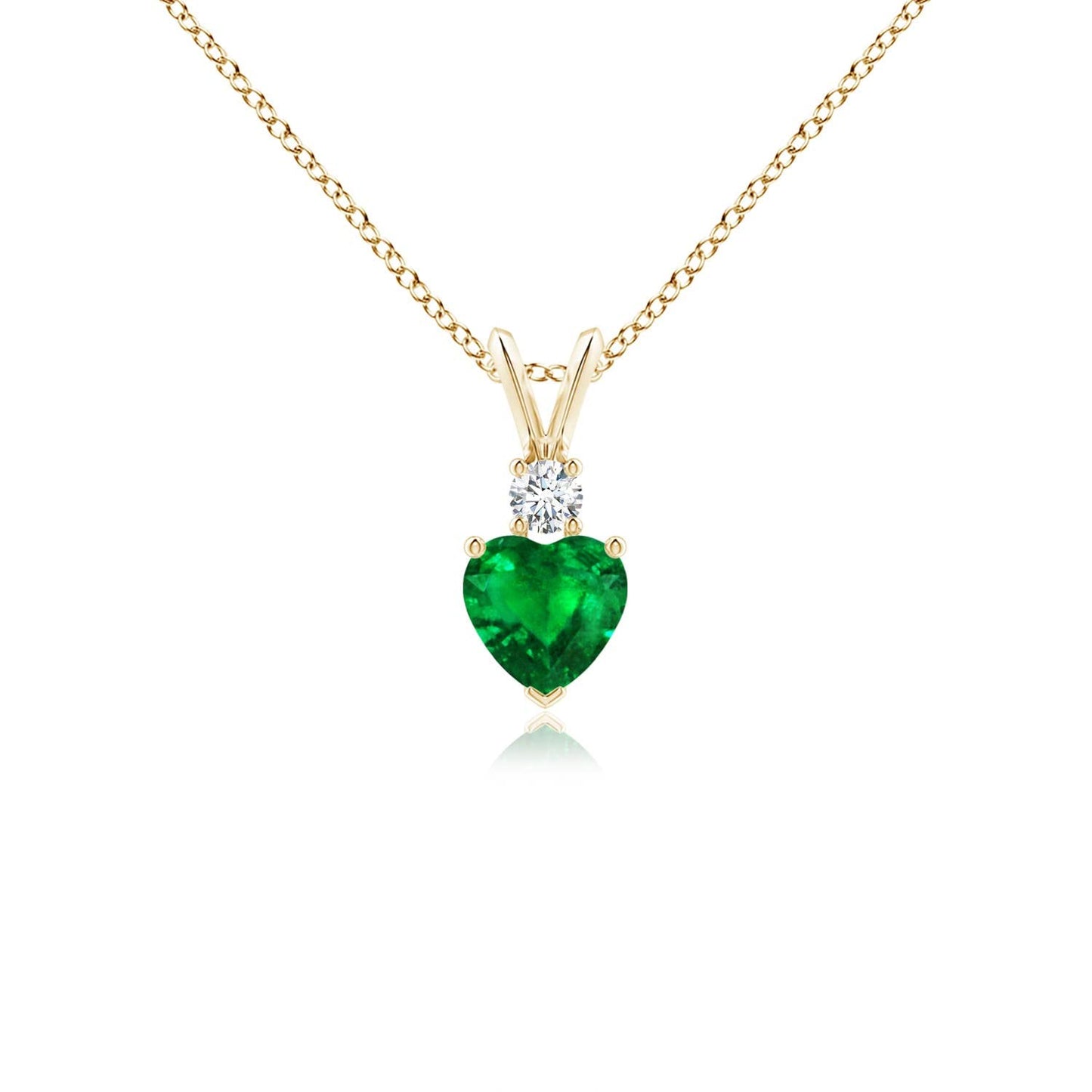Angara Natural Emerald Pendant for Women | Heart Shape Emerald Diamond Heart Pendant Necklace in 14K Solid Gold/Platinum With 18" Chain | May Birthday, Anniversary, Gemstone Jewelry Gift