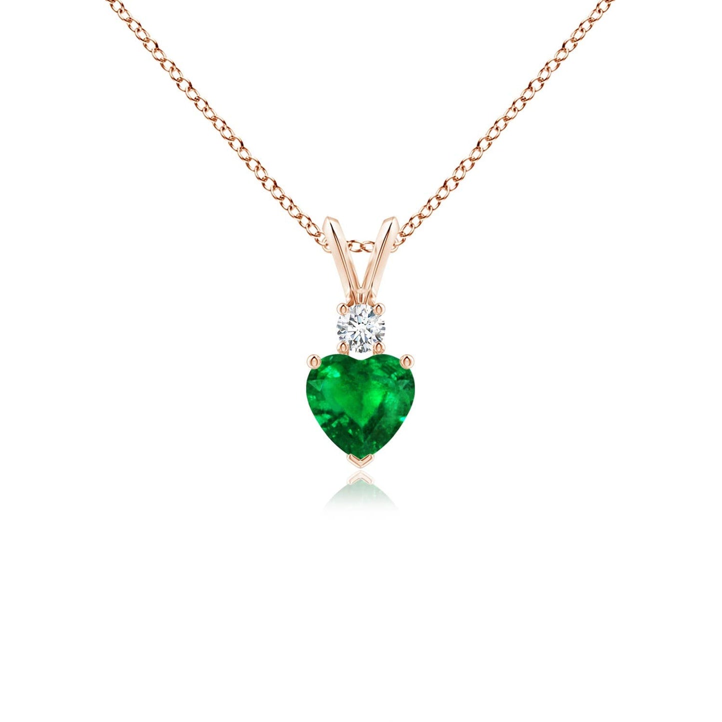 Angara Natural Emerald Pendant for Women | Heart Shape Emerald Diamond Heart Pendant Necklace in 14K Solid Gold/Platinum With 18" Chain | May Birthday, Anniversary, Gemstone Jewelry Gift