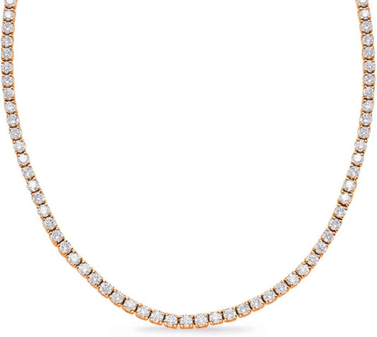 3 to 20 Carat NATURAL REAL Round 14K White Gold 17 "Uniform Straight Diamond Tennis Riviera Necklace (H-I Color, SI1-SI2 Clarity) Graduating Ultra Premium Collection 4 Prong