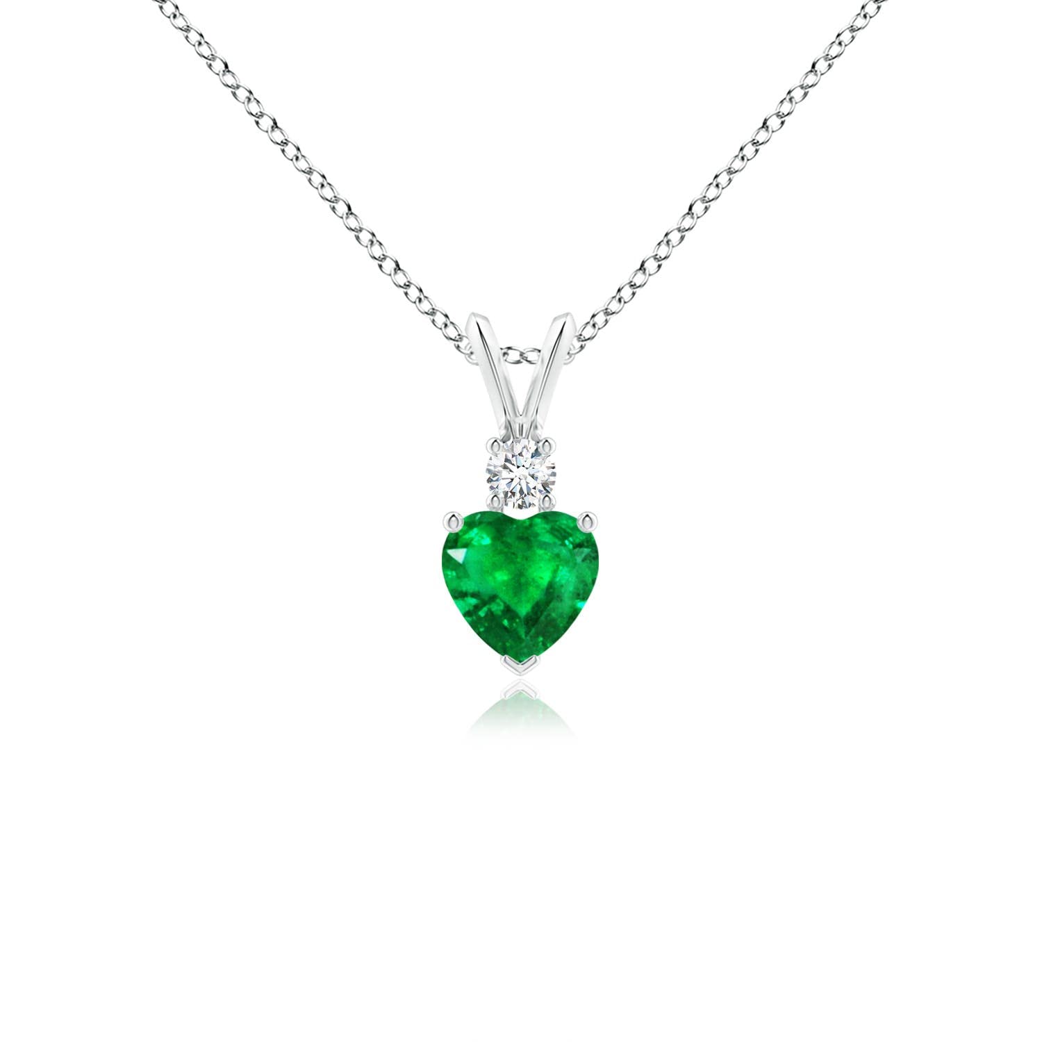 Angara Natural Emerald Pendant for Women | Heart Shape Emerald Diamond Heart Pendant Necklace in 14K Solid Gold/Platinum With 18" Chain | May Birthday, Anniversary, Gemstone Jewelry Gift