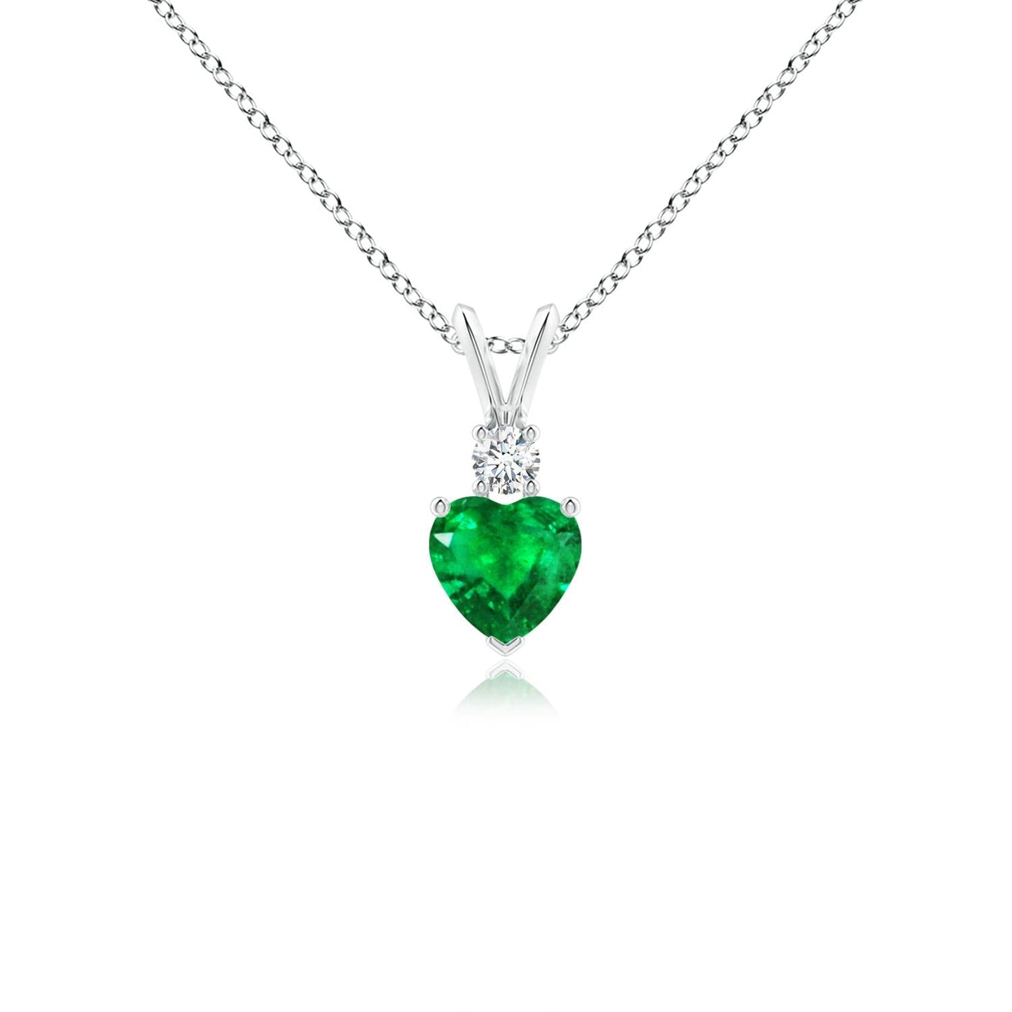 Angara Natural Emerald Pendant for Women | Heart Shape Emerald Diamond Heart Pendant Necklace in 14K Solid Gold/Platinum With 18" Chain | May Birthday, Anniversary, Gemstone Jewelry Gift