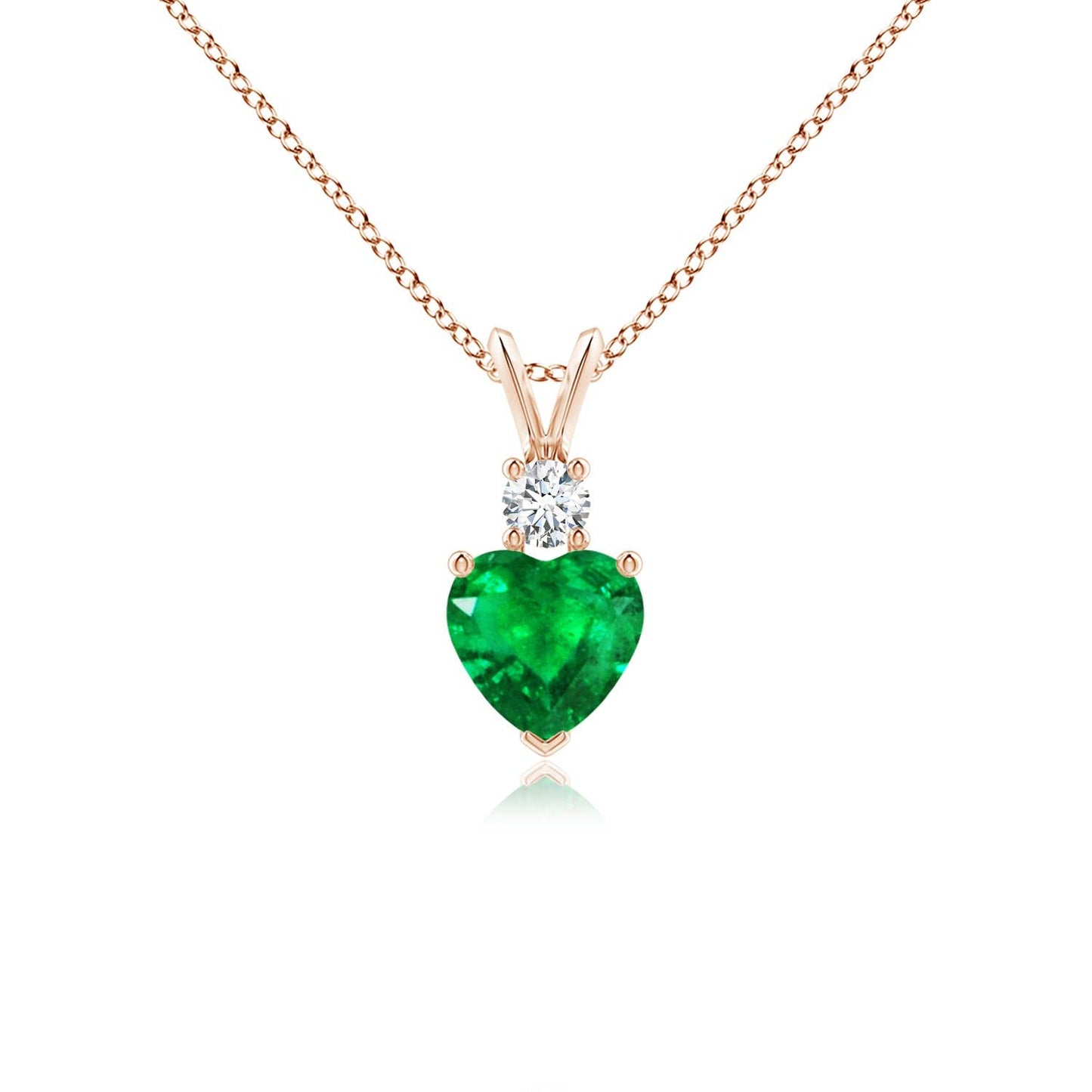 Angara Natural Emerald Pendant for Women | Heart Shape Emerald Diamond Heart Pendant Necklace in 14K Solid Gold/Platinum With 18" Chain | May Birthday, Anniversary, Gemstone Jewelry Gift