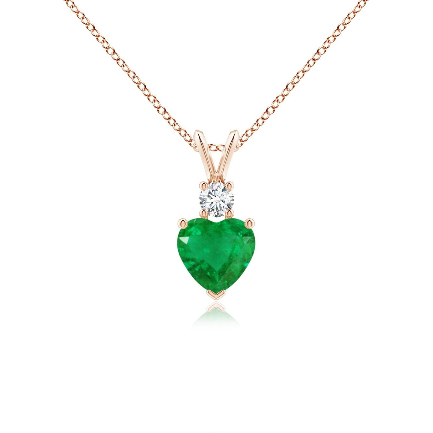 Angara Natural Emerald Pendant for Women | Heart Shape Emerald Diamond Heart Pendant Necklace in 14K Solid Gold/Platinum With 18" Chain | May Birthday, Anniversary, Gemstone Jewelry Gift