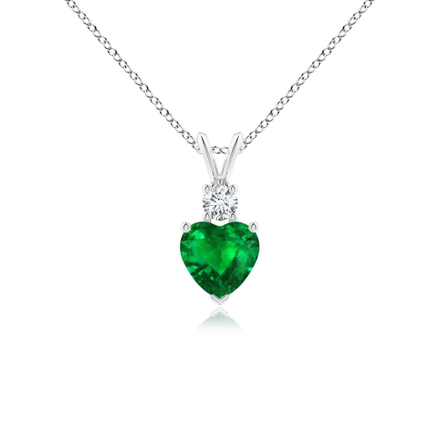 Angara Natural Emerald Pendant for Women | Heart Shape Emerald Diamond Heart Pendant Necklace in 14K Solid Gold/Platinum With 18" Chain | May Birthday, Anniversary, Gemstone Jewelry Gift