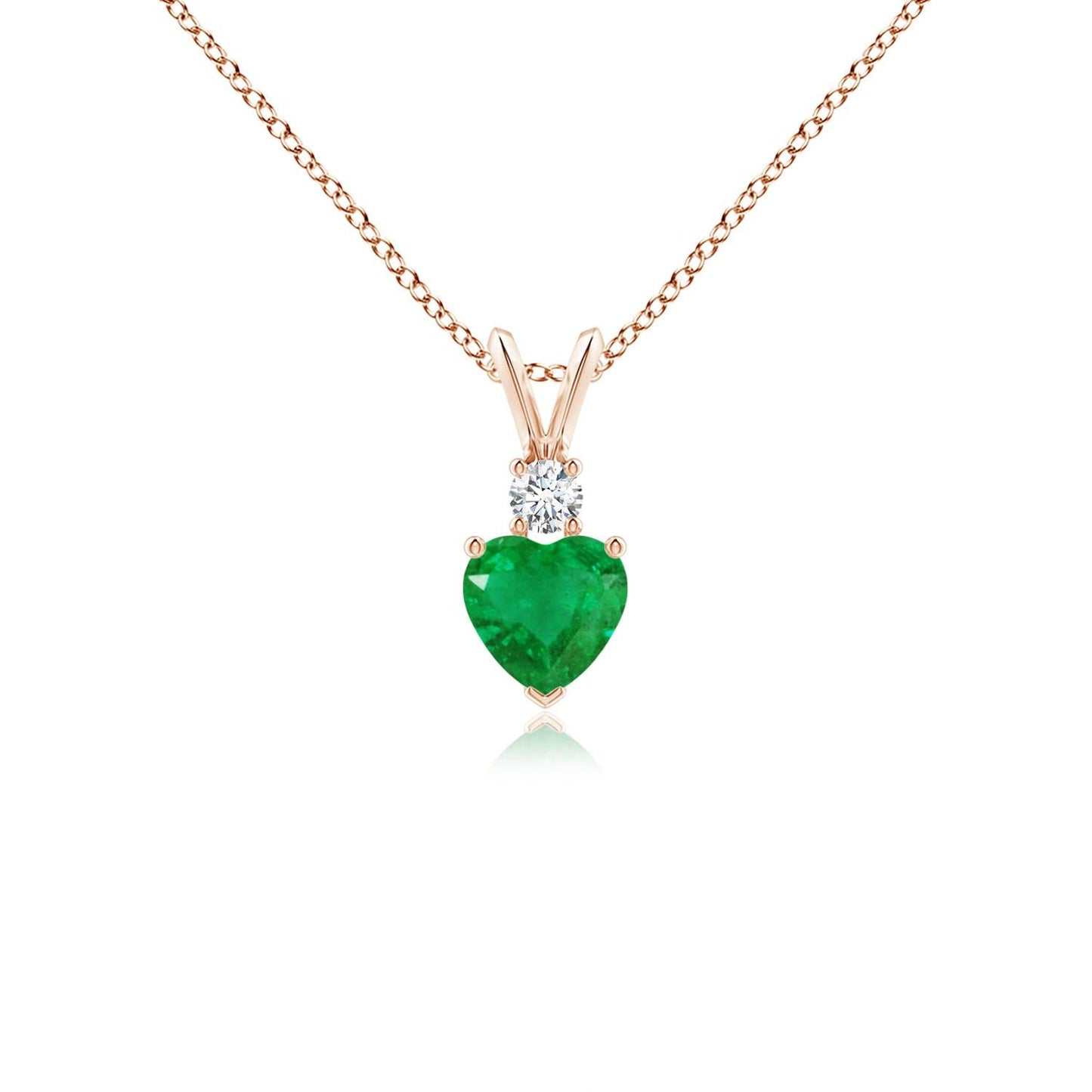 Angara Natural Emerald Pendant for Women | Heart Shape Emerald Diamond Heart Pendant Necklace in 14K Solid Gold/Platinum With 18" Chain | May Birthday, Anniversary, Gemstone Jewelry Gift
