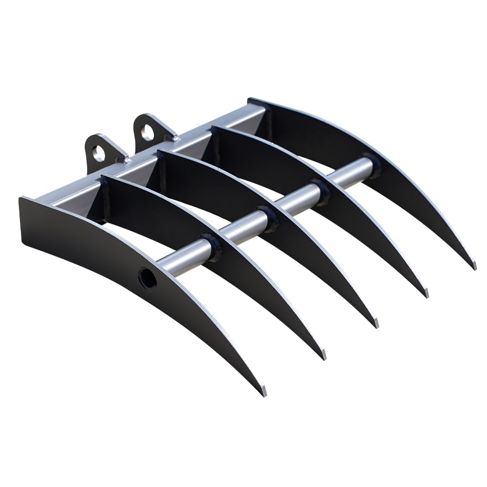 Mini Excavator Rake for 1-1.8 Ton Machines - Heavy-Duty Attachment with Pins for Soil Cultivation & Landscaping