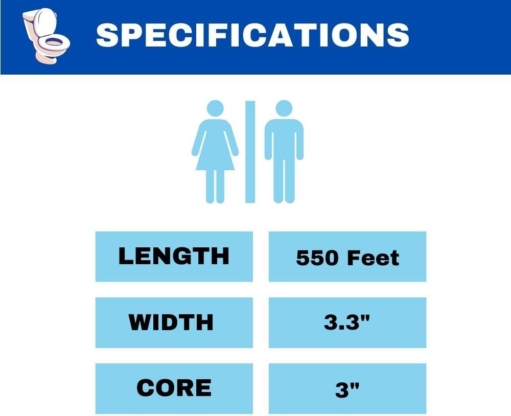 Jumbo Commercial Toilet Paper Rolls, Large Industrial Rolls Compatible with Universal Dispensers, 550 Feet per Roll, 972 Rolls [Full Pallet]