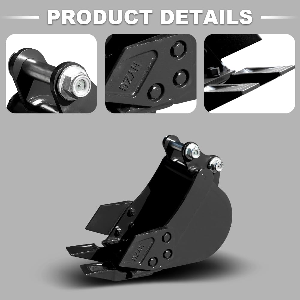 200mm Narrow - Tooth Bucket Attachment for Mini Excavators - Ideal for Ditching, Small Excavation Projects - USA Stock