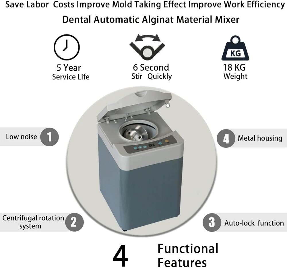 Full Automatic Alginate Mixing Impression Amalgam Mixer Equipment 6 seconds Lab Amalgamator HL-YMC VI, small, light blue