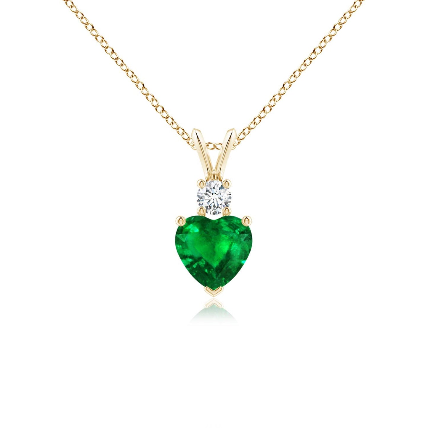 Angara Natural Emerald Pendant for Women | Heart Shape Emerald Diamond Heart Pendant Necklace in 14K Solid Gold/Platinum With 18" Chain | May Birthday, Anniversary, Gemstone Jewelry Gift