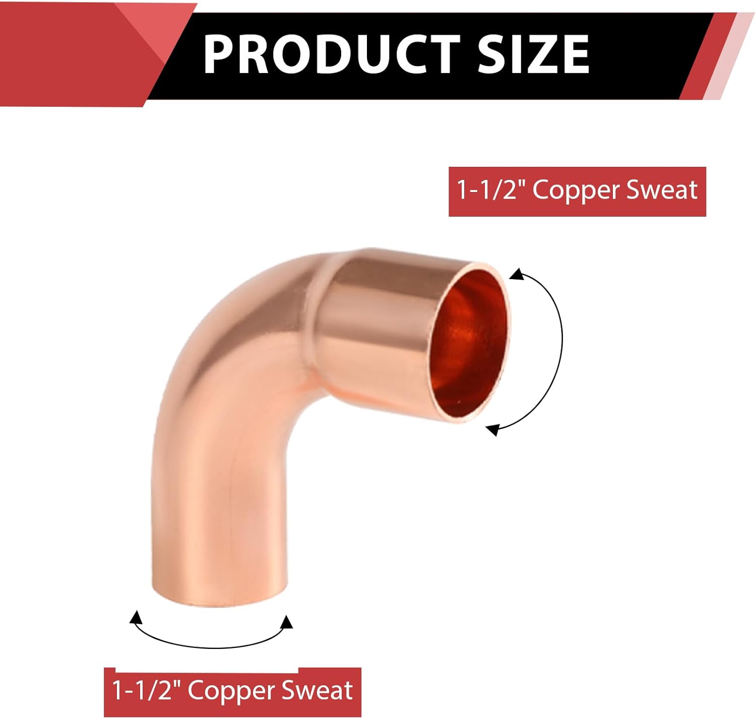 50-Pack EFIELD 1-1/2" FTG x 1-1/2" Copper Long Radius 90° Street Elbow Copper Fitting,(COPPER142-50PCS)