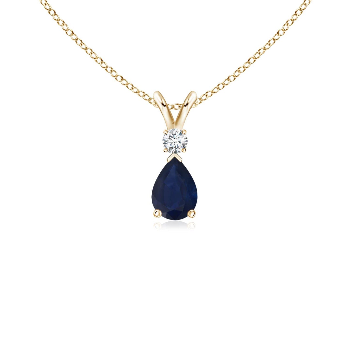 Angara Natural Blue Sapphire Solitaire Pendant for Women | Pear Shape Blue Sapphire Diamond Necklace in 14K Solid Gold/Silver/Platinum With 18" Chain | September Birthday, Gemstone Jewelry Gift