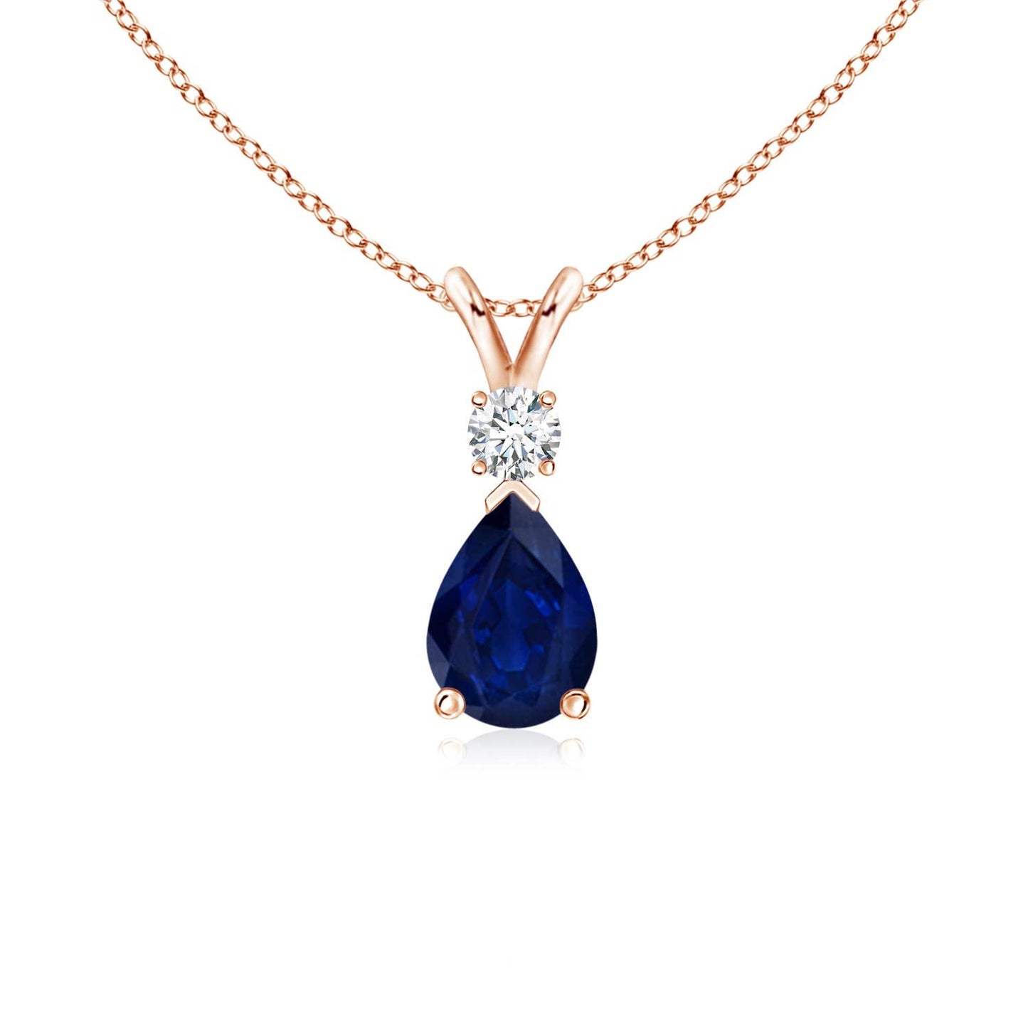 Angara Natural Blue Sapphire Solitaire Pendant for Women | Pear Shape Blue Sapphire Diamond Necklace in 14K Solid Gold/Silver/Platinum With 18" Chain | September Birthday, Gemstone Jewelry Gift