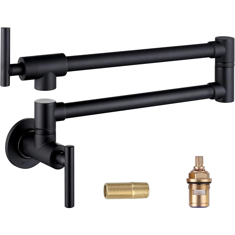 OWOFAN Black Kitchen Faucet with Pull Down Sprayer Stainless Steel Single Handle Pull Out Spring Sink Faucets 1 Hole Or 3 Hole Dual Function for Farmhouse Camper Laundry Utility Rv Wet Bar