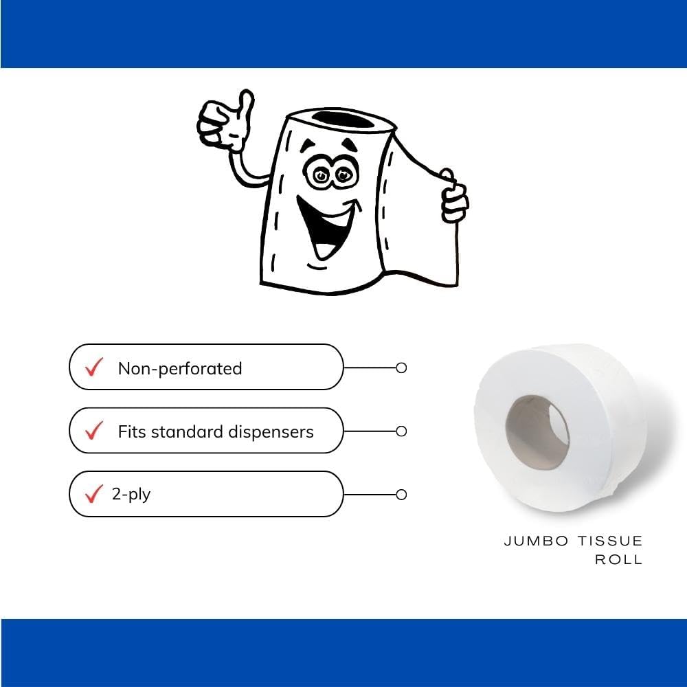 Jumbo Commercial Toilet Paper Rolls, Large Industrial Rolls Compatible with Universal Dispensers, 550 Feet per Roll, 972 Rolls [Full Pallet]