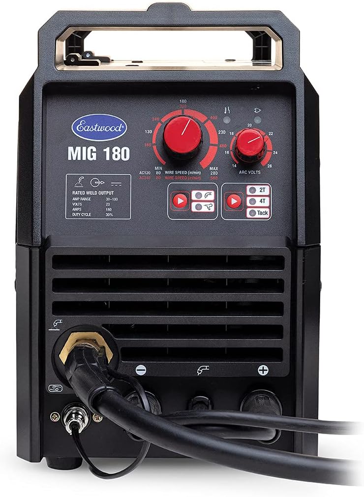 Eastwood 180 Amp MIG Welder Machine Dual Voltage 110V 220V for Steel & Aluminum | Eastwood XL View Auto Darkening Welding Helmet