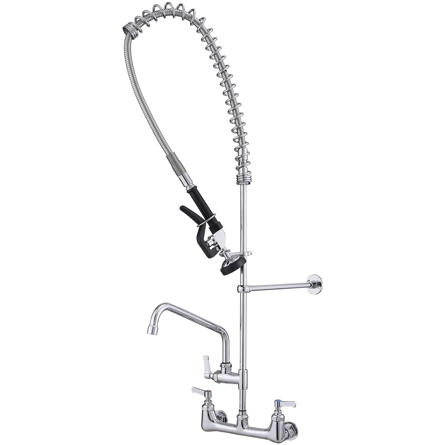 Kitchen Faucet Wall Mount Commercial Sink Faucet Kitchen Utility Laundry 8“ Swivel Spout 2 Dual Handle Restaurant Chrome Mixer Tap