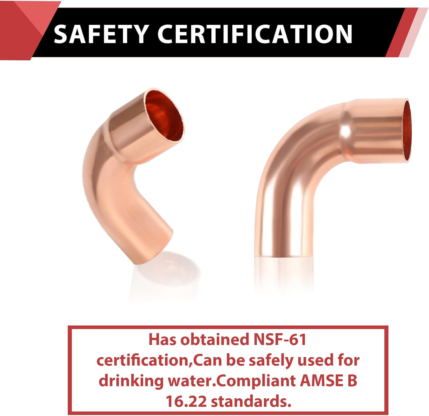 50-Pack EFIELD 1-1/2" FTG x 1-1/2" Copper Long Radius 90° Street Elbow Copper Fitting,(COPPER142-50PCS)