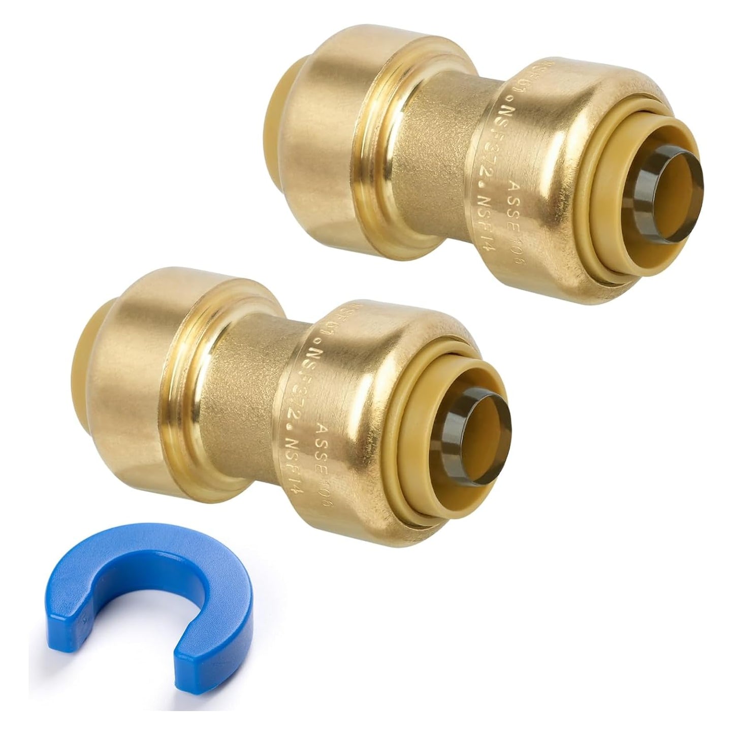 12 Pack 1/2" Pushfit Straing Coupling, Pex Fitting for Copper, CPVC Pipe, Brass Push to Connect Plumbing Fitting with Upgraded Stiffener