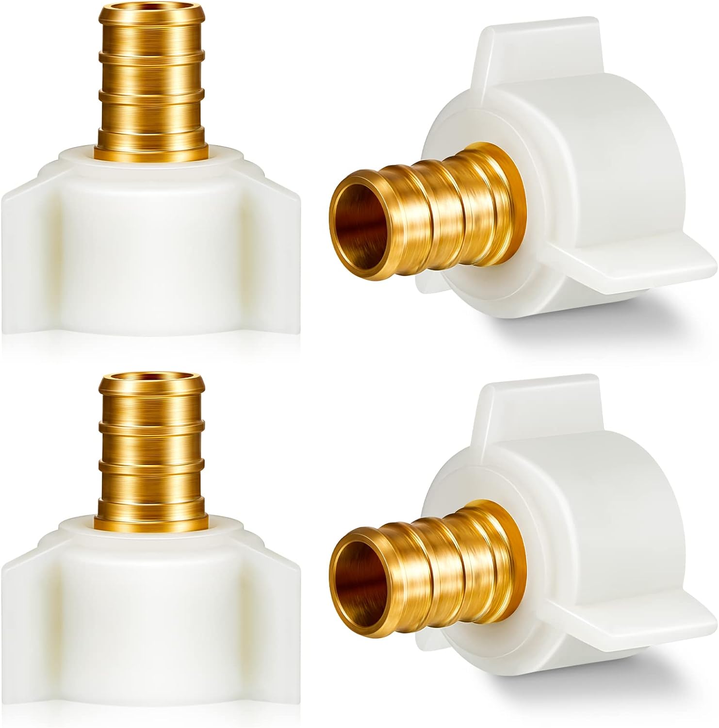 Fabbay 4 Pack Pex Fittings 1/2 Inch Female Threaded Adapter 1/2 Npt Female Threaded Swivel Elbow Brass Crimp Fittings Pex Sink Faucet Connector for Rv plumbing Water Line Tubes (1/2" Swivel Adapter)