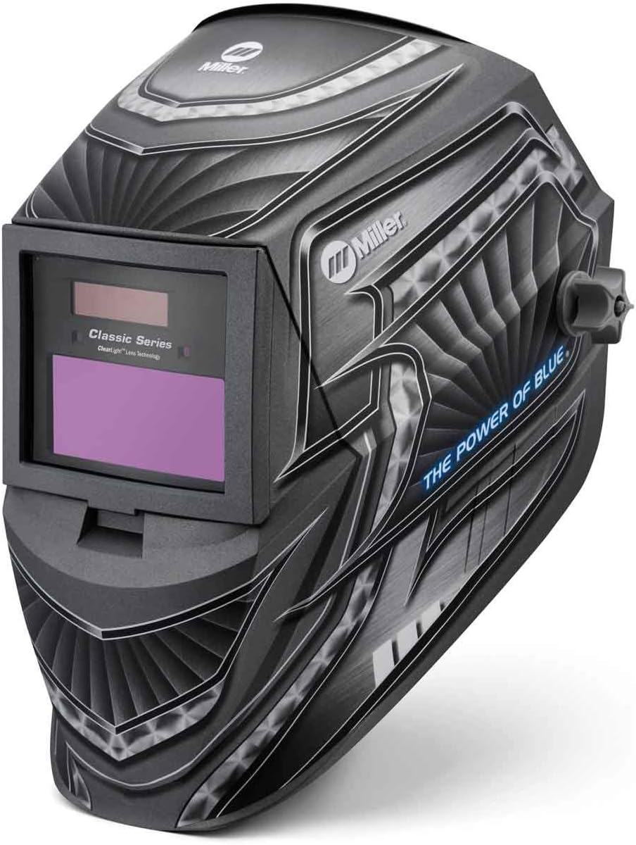 Miller 288519 Classic Series Auto Darkening Welding Helmet with ClearLight Lens, Metal Matrix