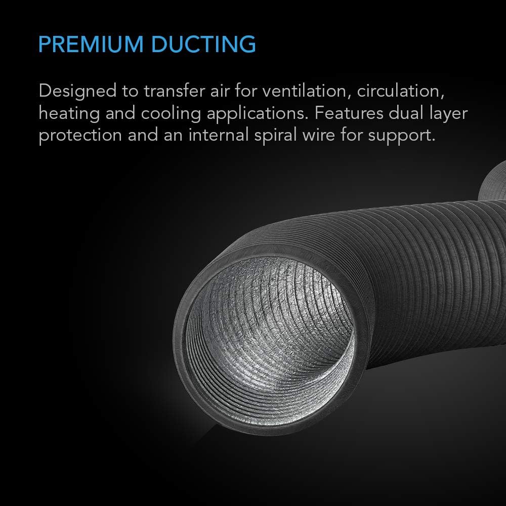 AC Infinity Flexible 8-Inch Aluminum Ducting, Heavy-Duty Four-Layer Protection, 25-Feet Long for Heating Cooling Ventilation and Exhaust