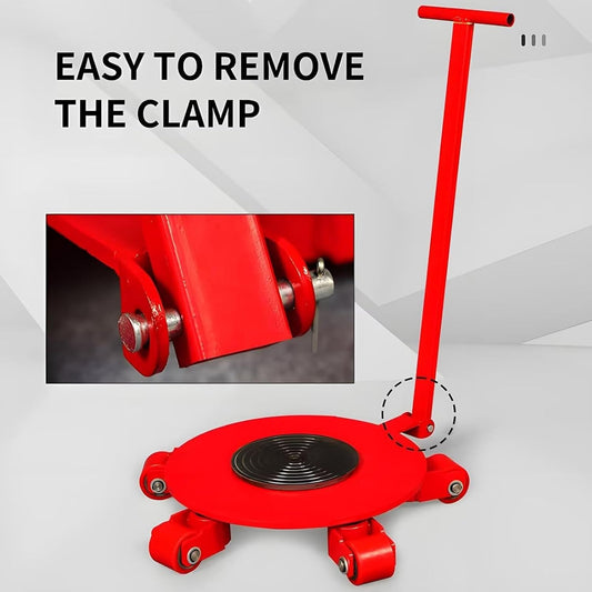 Heavy Duty Machinery Mover Skate with 360° Rotation, Industrial Equipment Dolly with Non-Slip PU Wheels, Wear-Resistant Red Skate for Safe 5T Equipment Transport