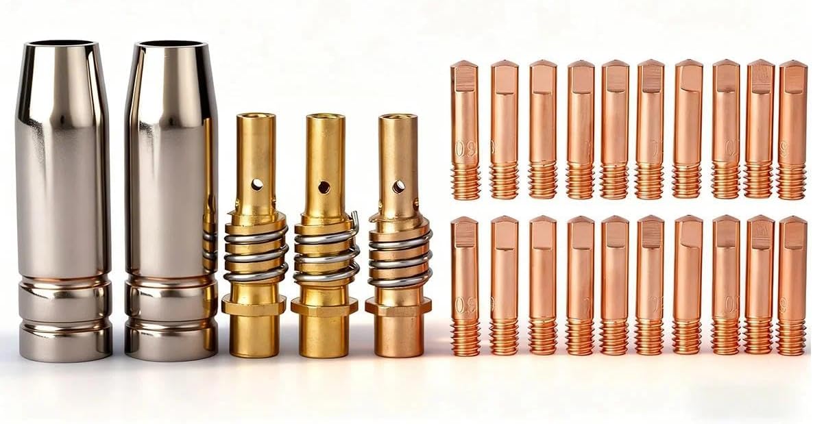 15AK Contact tip Nozzle .035 Parts kit fits Vulcan OmniPro 220 MIGMax 140 215 63616 63617 Welder & Titanium Unlimited 200 MIG170 / MIG140 57862 64804 64805 64806 Welder,25PK